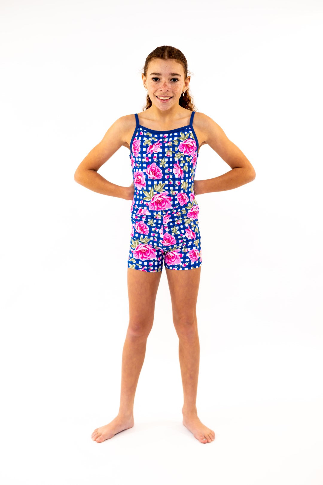 Floral Check - One Piece Leotard & Swimwear