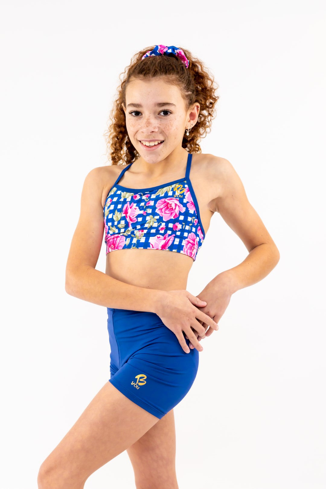 Thin Straps, Cross Back Navy Gingham Check Sports Bra, Crop Top. Girls Activewear, Girls Gymnastics Wear, Girls Swimwear, Gymnastics Leotard, Dance Leotard, Crop top Set, Gymnastics Two Piece Set, Matching Leotard and Shorts, Gymnastics Australia, USA Gymnastics. Kids Swimwear Australia. Girls Bikini Tops. Girls Bikinis. Sports Bikinis for girls. Swimsuit. Pink Flowers. Floral