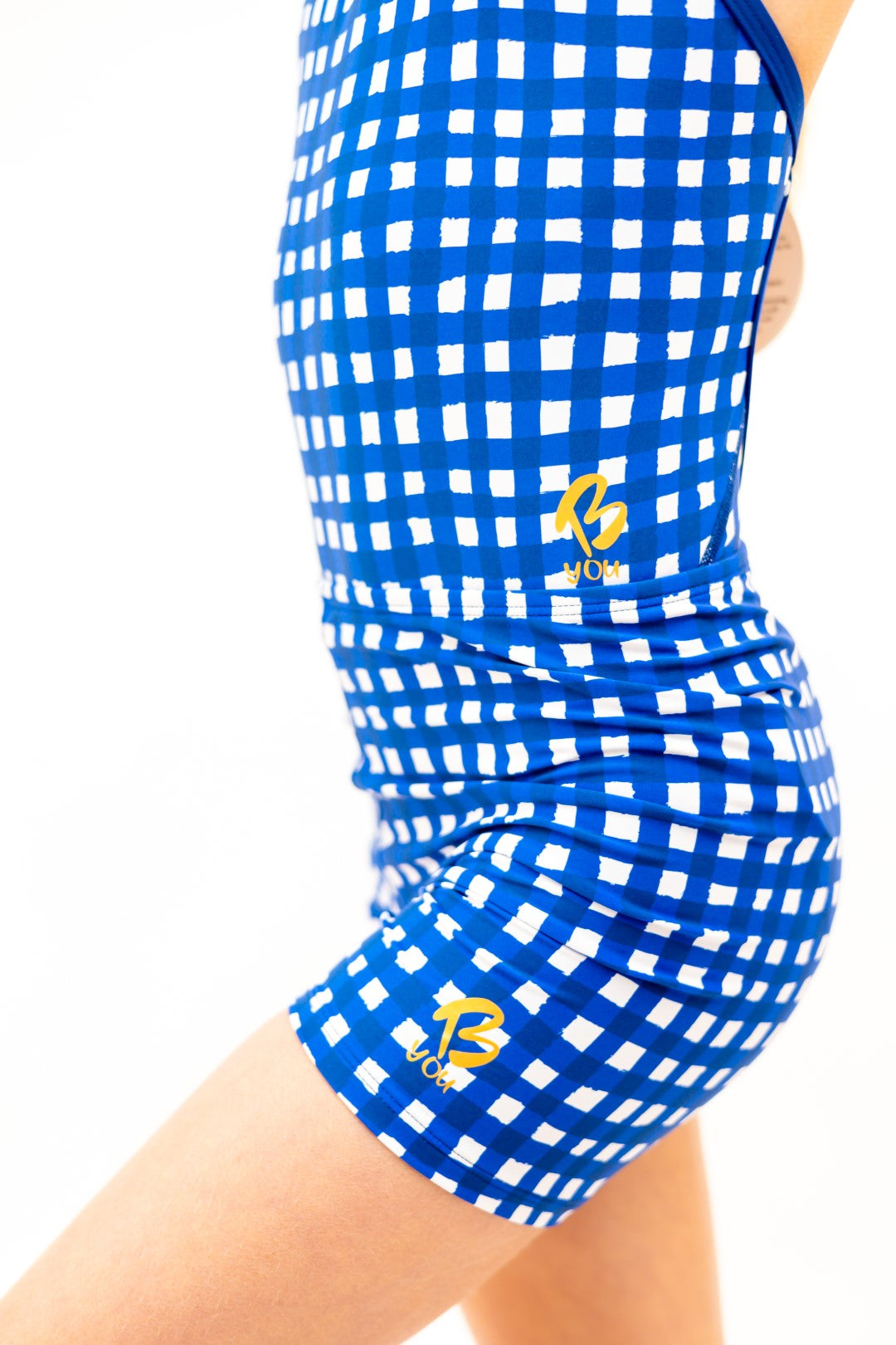 Navy Gingham Check Bike Shorts, Bike Pants with Gold Logo. Girls Activewear, Girls Gymnastics Wear, Girls Swimwear, Gymnastics Leotard, Dance Leotard, Booty Shorts, Crop top Set, Two Piece Set, Matching Leotard and Shorts, Bicycle Shorts, Gymnastics Australia, USA Gymnastics, Girls Leggings, Girls Tights, Girls Shorts. Coloured Bike Shorts. Gymnastics Shorts