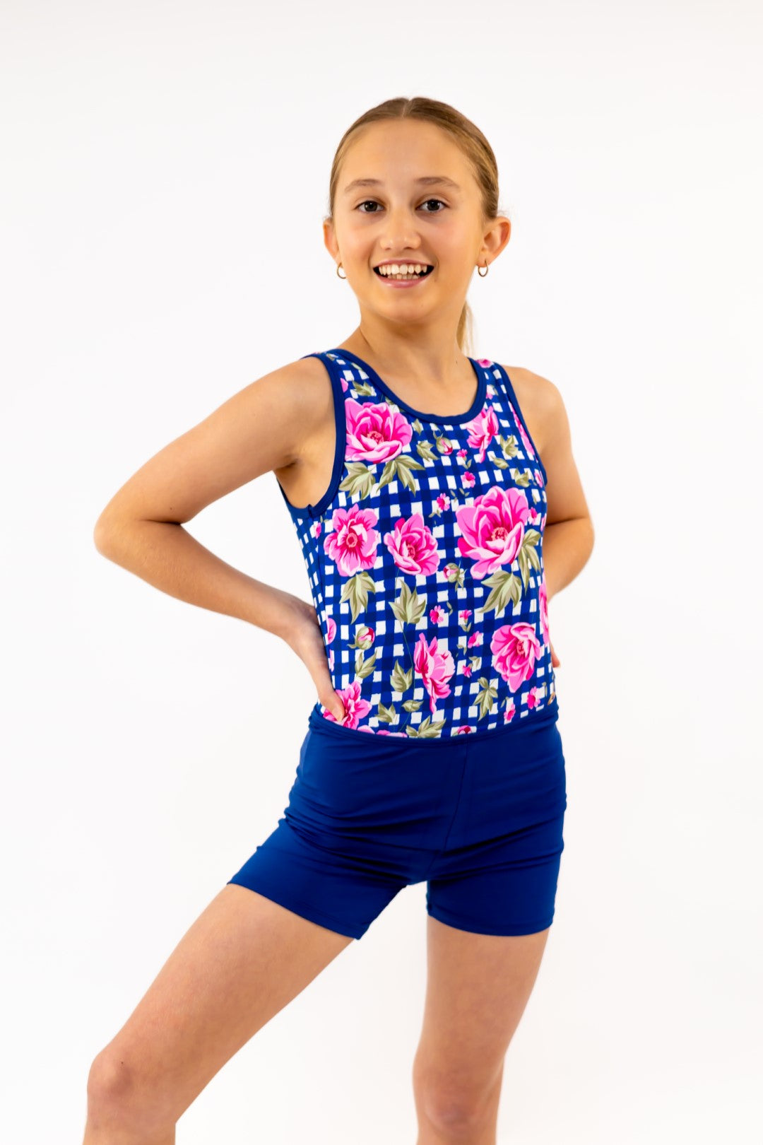 Floral Check - One Piece Leotard & Swimwear