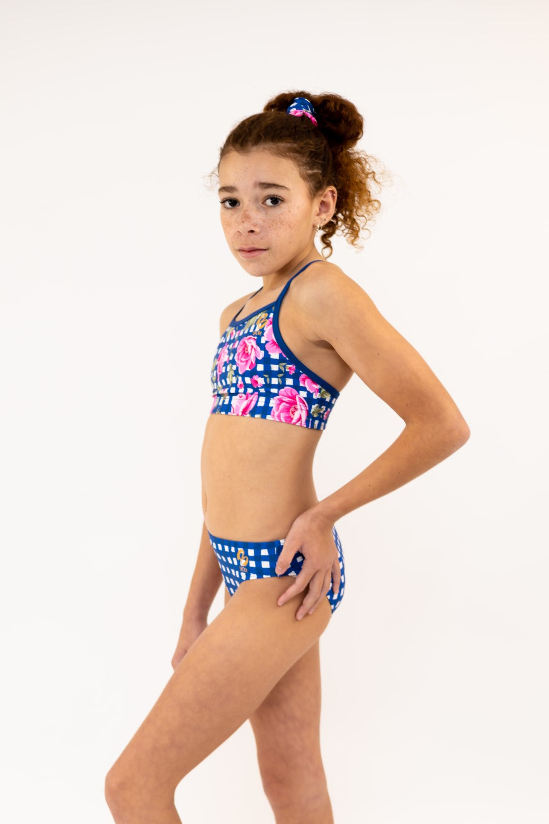 Navy Gingham Check Bikini Bottoms for kids, Girls Swimwear with Gold Logo. Girls Activewear, Girls Gymnastics Wear, Kids Swimwear, Gymnastics Leotard, Dance Leotard, Crop top Set, Two Piece Set, Mix and Match Swimwear, Girls Bikinis, Gymnastics Australia, USA Gymnastics, Girls Leggings, Girls Tights, Girls Shorts. Coloured Bikini Bottoms. Swimsuit