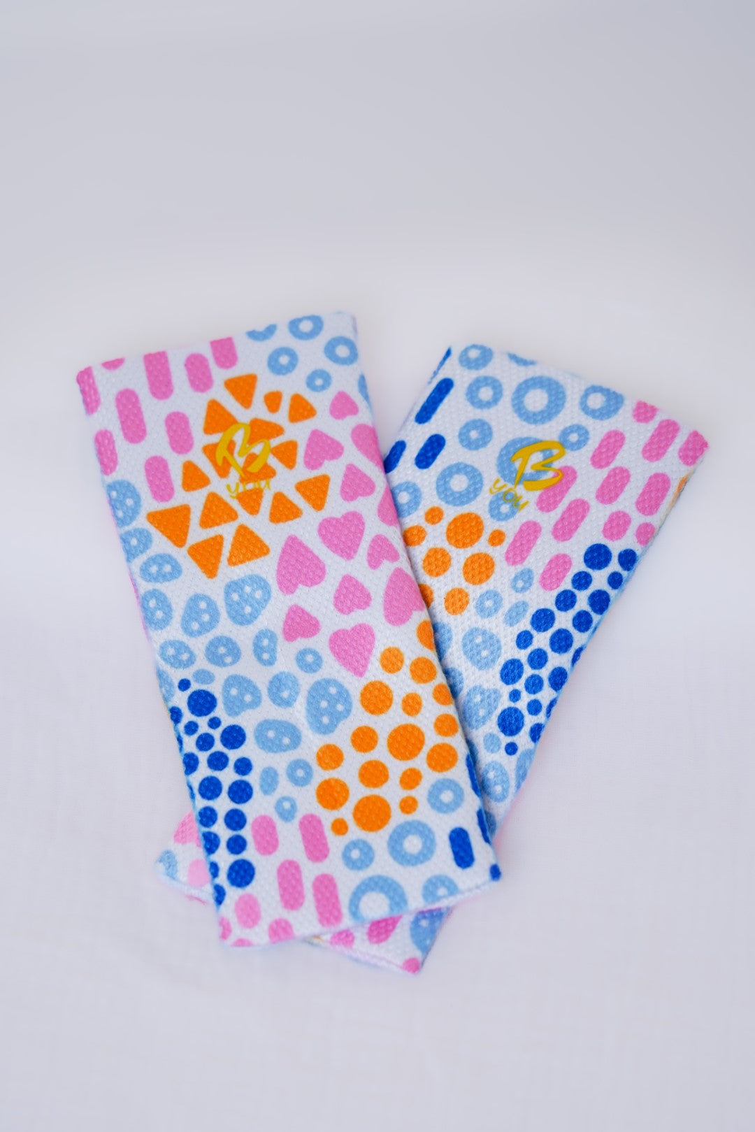 Mosaic Navy, Yellow, Pink, Blue Gymnastics Wristbands, Sweat Bands, Gymnastics Grips, Gymnastics Guards, Leotards, Matching.
