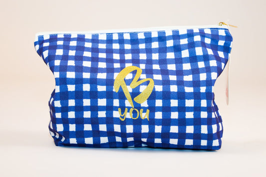 Floral Check - Mini Canvas Bag with Zip