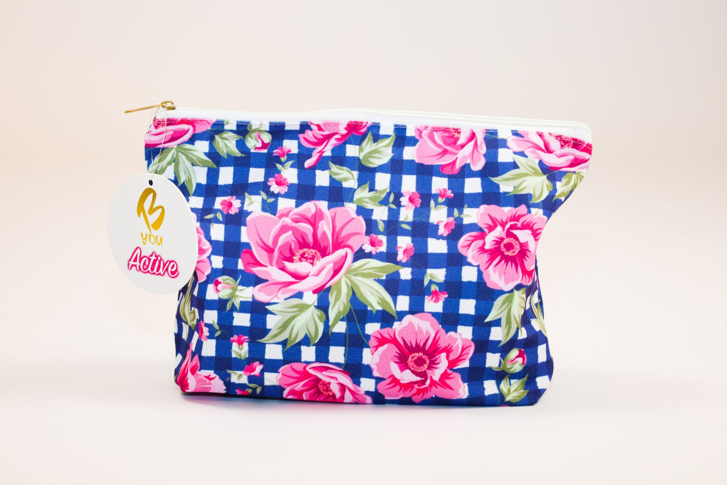 Floral Check - Mini Canvas Bag with Zip