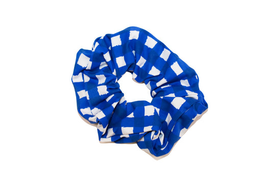 Navy Blue and White Check with Pink Flowers, Floral, Gingham pattern scrunchie. B you gymnastics leotards, Dance leotards, Kids swimwear, Activewear, Bikinis, Scrunchies, Kids clothing, Olympic Leotard, Gymnastics Australia, USA Gymnastics, UK, European Leotards, New Zealand, Girls Leotard, Toddler Leotard, Girls Activewear, Swimwear Australia, Springboard Diving, Platform Diving. Tween Girls clothing, Gymnastics Wear. Simone Biles. Gymnastics Camp.