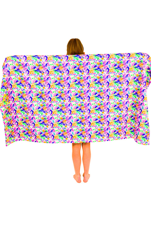 Tropical Swim Towel for Active and Sporty Girls. Rectangle Towel. Girls Matching Swimwear and Towel Set. Gift or Present for Girls. Activewear, B you Active, B you Leotards, B you Swimwear, Fluorescent Togs, Swimwear, Bikinis.