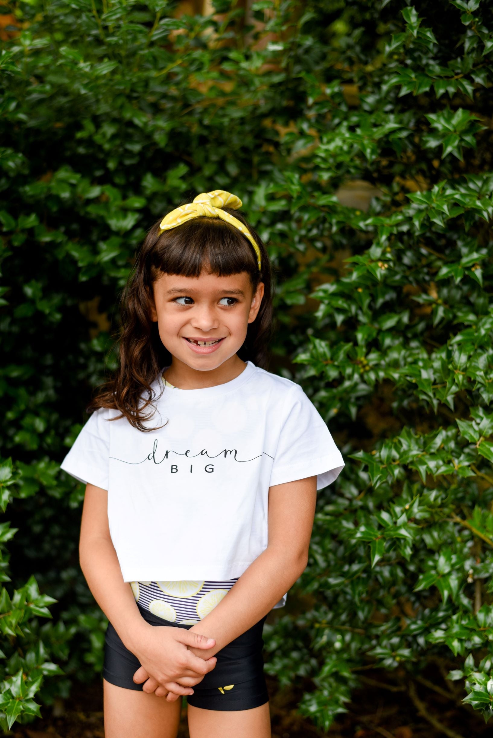 White Cropped T shirt with black writing Dream Big Gymnastics Leotard Australia, USA, UK, NZ