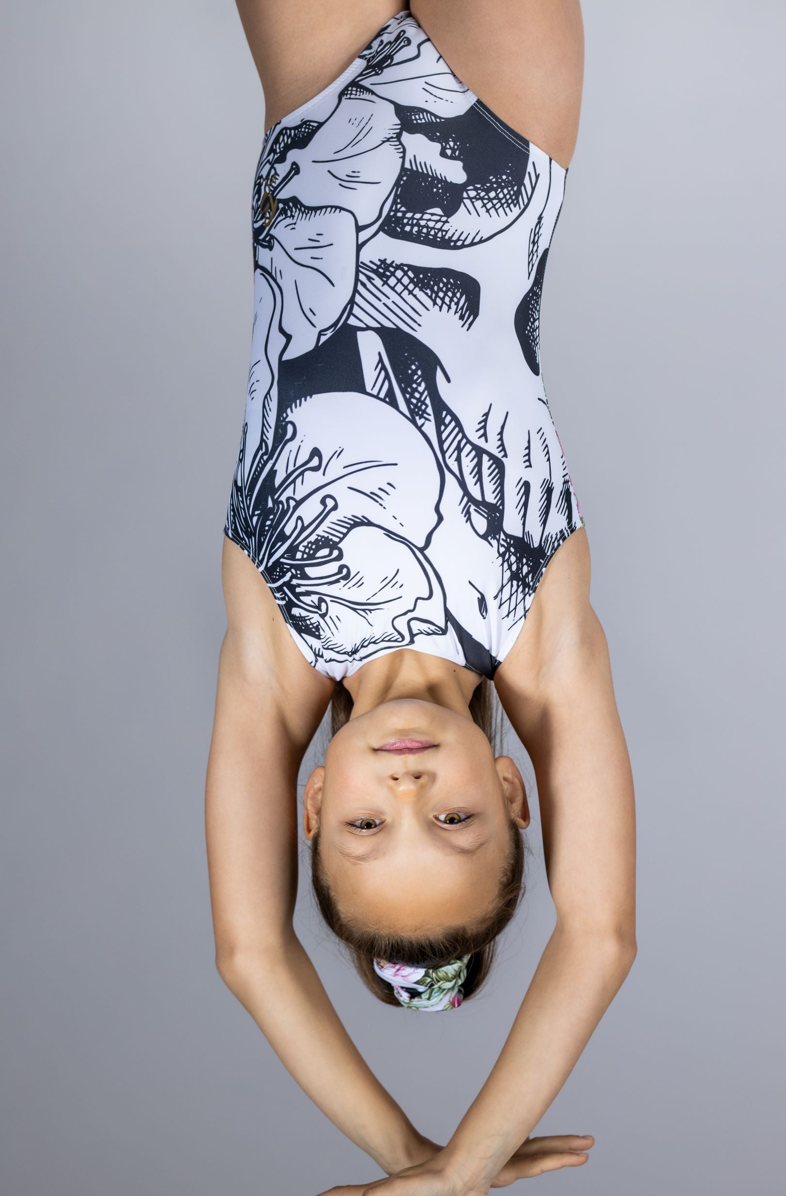 Halloween Gymnastics Leotard Australia UK USA NZ Dance Skeleton Skulls Flowers Black and Pink Handstand