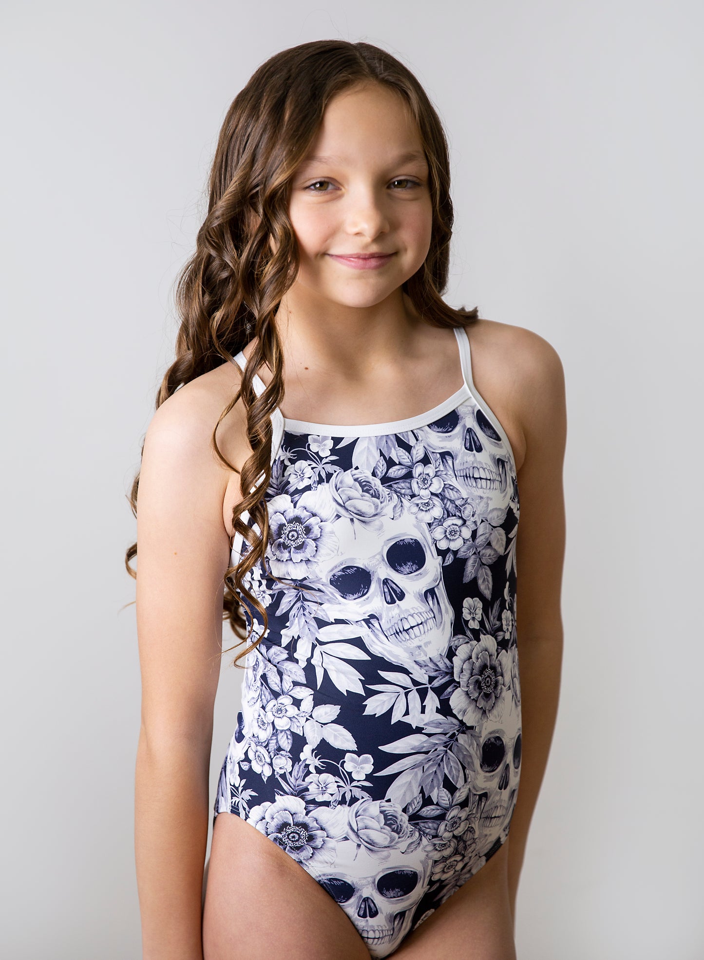 Skulls and Roses Strappy Leotard Swimwear