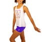 Singlet Top or Tank Top for Girls. Tropical Print with B you Logo on a White Background. Activewear for Girls, Gymnastics wear, girls clothing, leotards. Girls Sports Clothing. B you Active, B you leotards, B you Swimwear.
