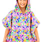 Fluorescent Tropical Print Hooded Towel for Girls and Kids. Matching swimwear available. Cotton Hooded Towels for swimming and the beach. B you Active, Swimwear and Leotards. Activewear for girls.