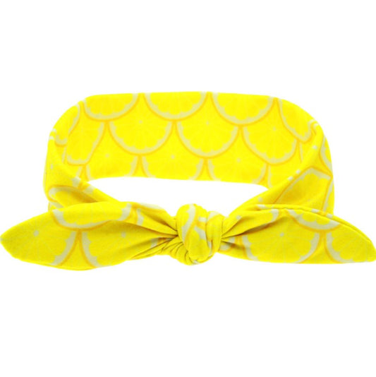 Yellow Lemon Tie Headband with Knot Retro Bow